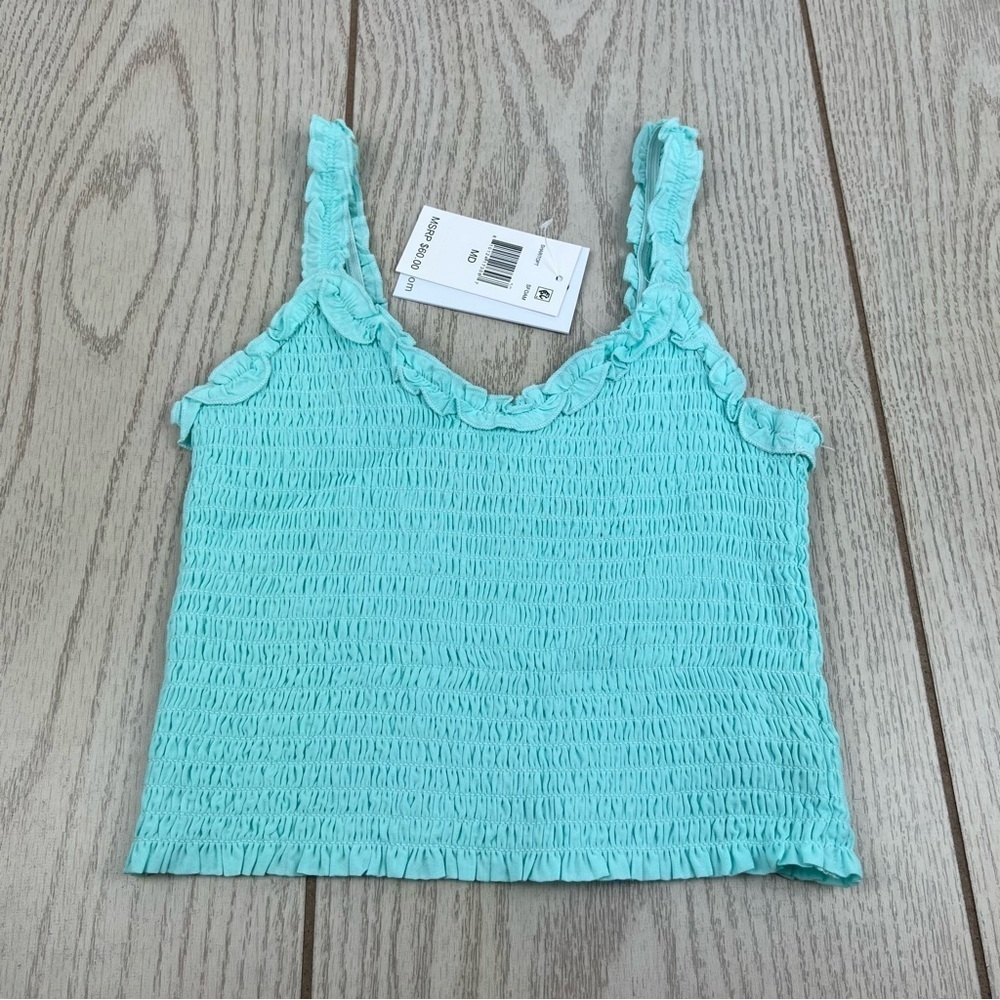 Katie J NYC Girl's Tween Shari Solid Elastic Fitted Tank Top Med Seafoam $60